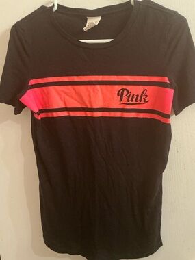 PINK Victoria's Secret Black Tee with Pink Logo Tag